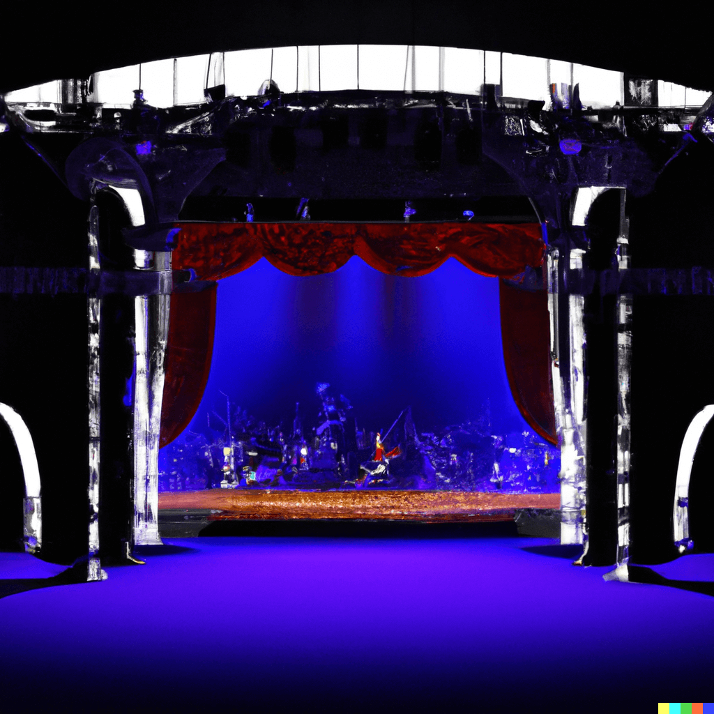artists rendering of a theatrical live event Blue Man Group
